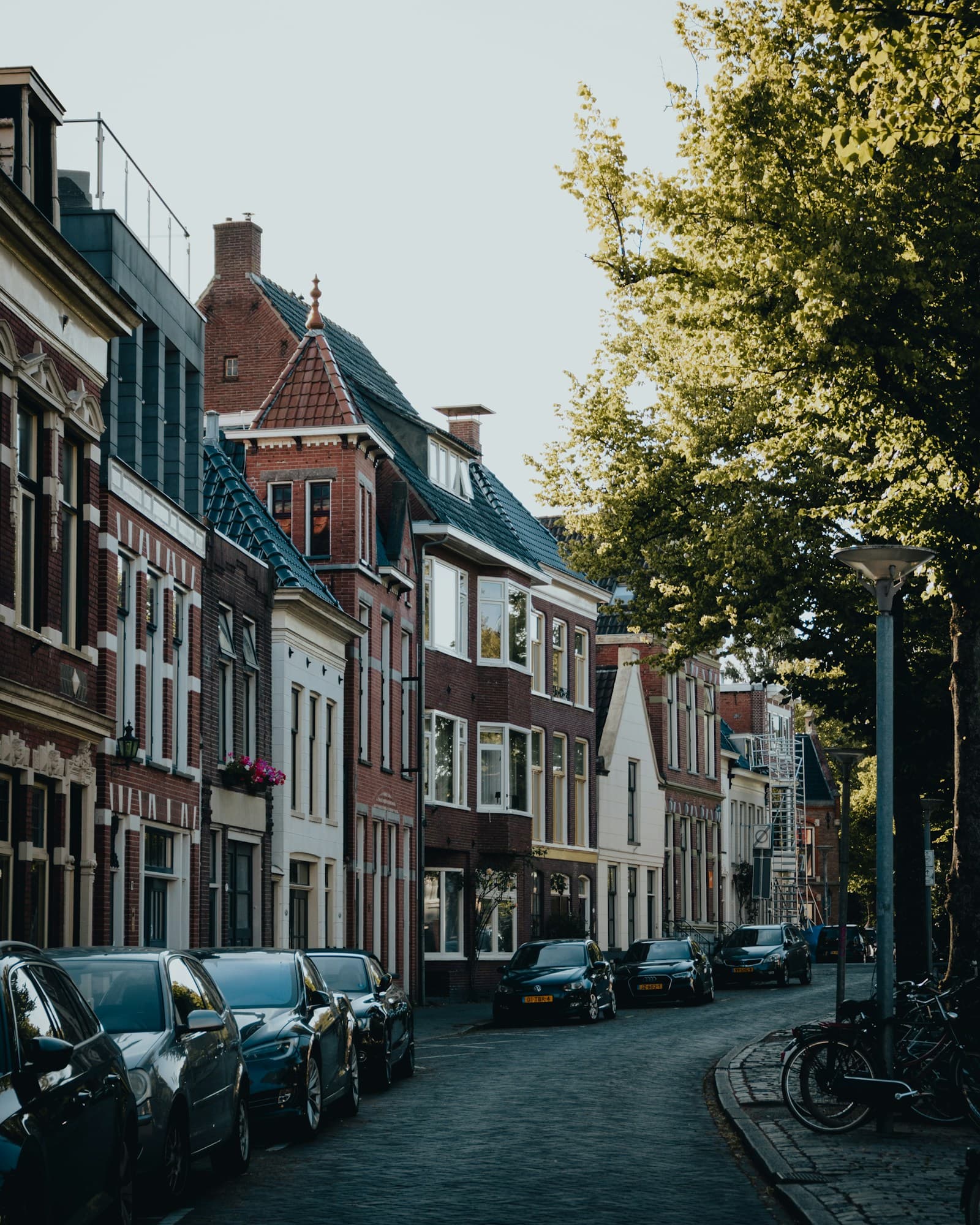 Hollandse woonstraat met herenhuizen